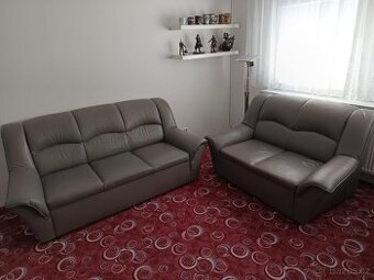 Kožená sedací souprava DUBAJ LUX 3+2 (tmavší šedá)