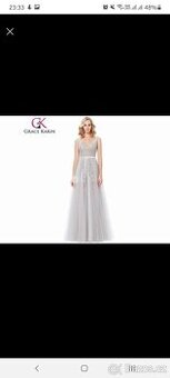 Dlouhé šaty značky Grace Karin stříbrné vel.M (38)