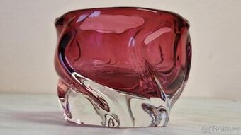 RŮŽOVÝ POPELNÍK STARÉ HUTNÍ SKLO. TOP STAV.