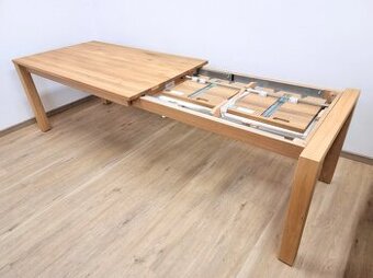 Sleva - Nový stůl dub masiv s dvoj. rozkladem 90x160+2x45 cm