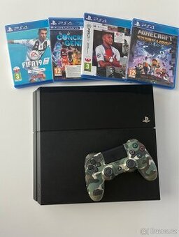 Playstation 4 FAT 500GB + ovladač, kabely a hry