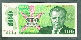Staré bankovky - 100 kčs 1989 Gottwald bezvadný stav UNC