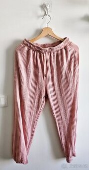 Dámské světle růžové pletené tepláky, velikost S