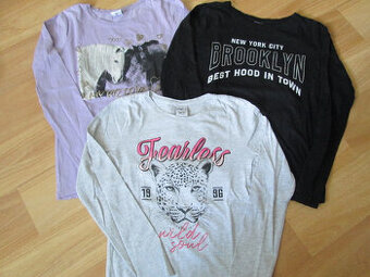 Trička dlouhý rukáv 3ks vel. 146/152 TAKKO