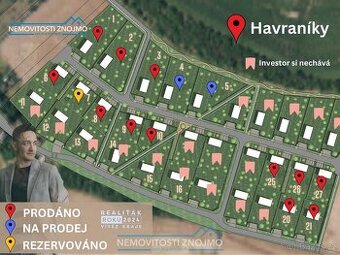 Prodej posledních 3 stavebních pozemků, k.ú. Havraníky u Zno