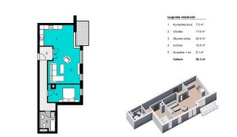 Prodej bytu 2+kk, 59 m², Praha 4 – Hodkovičky