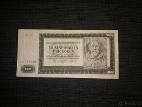 1000k 1942 vzácná 80 let stará ve velmi pěkném stavu, neperf
