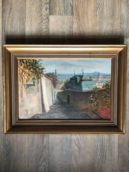 Prodám obraz, Nováček 1938- Staré Zámecké schody na Pražský