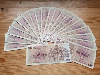 Bankovky ČSNB 500 Kč+ staré platidlo z 40 let v hodnotě 1000