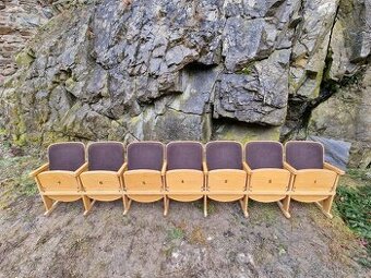 Retro divadelní sedačky (7místná řada) – TOP stav