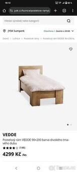 Postelový rám 90x200 s roštem