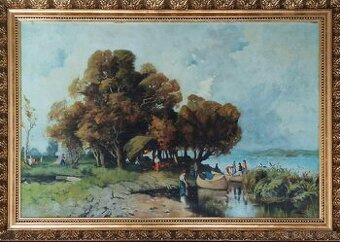 Obraz Mésöly Géza - Wallach: Rybářská chata u jezera Balaton