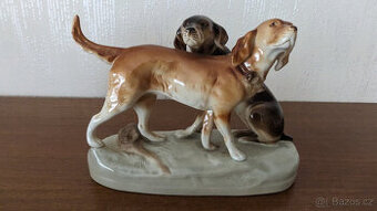 Keramická soška lovečtí psi Royal Dux