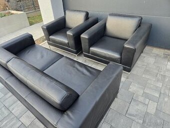 Sedací souprava + dvě křesla kožená