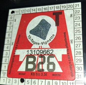 Dálniční známka Rakousku 10dní