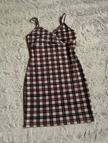 Hnědo světlé kárované/kostkované mini krátké šaty Shein - S - 1