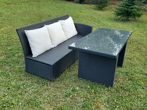 Zahradní sedačka (umělý ratan) a stolek