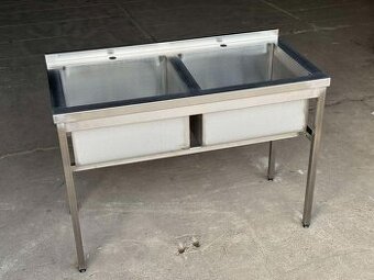 Nerezový dvojdřez -GASTRO mycí stůl (rozměry 100cm-140cm)