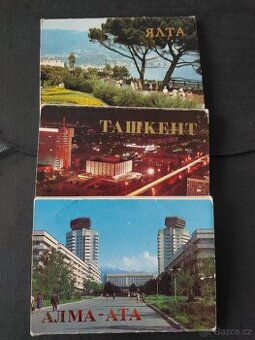 pohlednice Jalta, Alma-Ata, Taškent