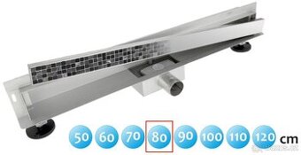 Nerezový žlab odtok do sprchy vertikální 80cm