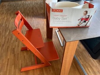 Stokke Tripp Trapp a nepoužitý baby set, rostoucí