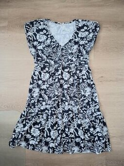 Tmavě modré květinové šaty - Orsay, velikost odhad S/M
