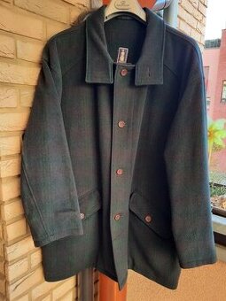 Pánský zimní vlněný kabát, tmavě zelený, vel. 54