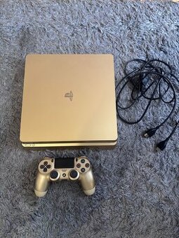 Ps4 slim gold zlatá verze + ovladač + kabeláž