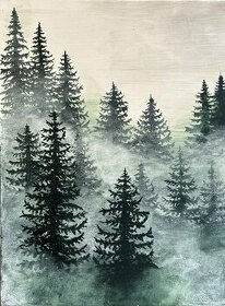 ,,Les v mlze” akryl na plátně - 1