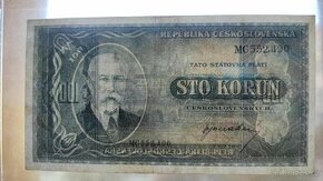 100 korun Masaryk 1945 Krásny stav