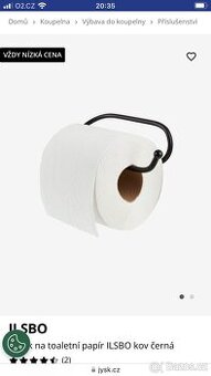 Nový kovový černý držák na toaletní papír JYSK