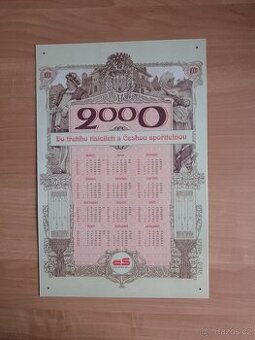 Plechová cedule kalendář Spořitelny r.2000