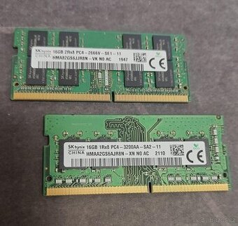 Dva moduly RAM 16GB DDR4 SO-DIMM