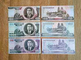 Severní Korea - 3 bankovky s Kimem