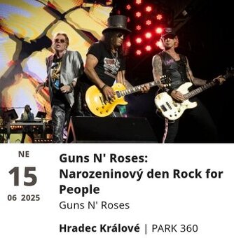 Guns n' Roses 15.6.2025 - koupím lístky na koncert