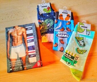 3x boxerky Reebok, 3x ponožky