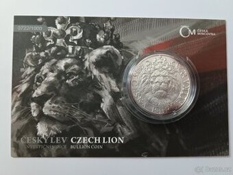 Stříbrná mince Český lev 2022 2 oz