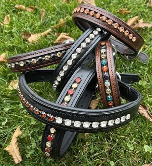 Kožený psí obojek bez připojení na vodítko, náhrdelník MIX