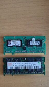Notebookové paměti 1GB PC2-5300S DDR2 + 512MB PC2-4200 DDR2