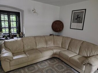 Kožená rohová sedací souprava LEVNĚ