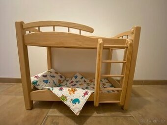 Postýlka velká - palanda pro 2 panenky-dřevěná postel