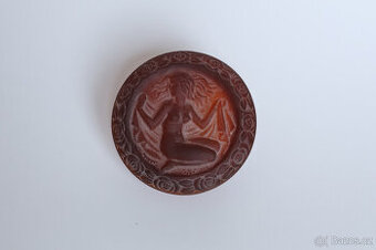 skleněné dózy krabičky art deco žena akt ptáci