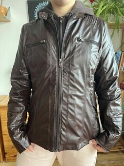 Dámská bunda z umělé kůže hnědá