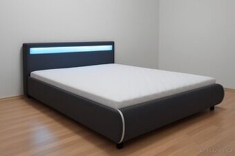 Postel designová z eco kůže s led osvětlením Nová