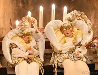 Sběratelský exkluzivní Benátský Harlekýn Venezia M 40 cm