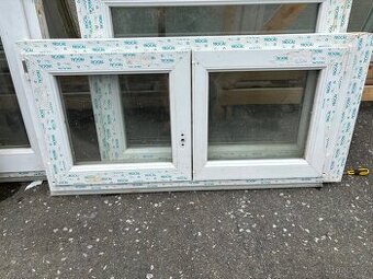 Okno PVC 1200x610MM, dvoukřídlé, starší, dvojsklo, bílá
