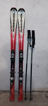 Lyže Rossignol 162 cm s hůlkami