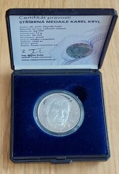 Stříbrná medaile KAREL KRYL 70. výročí narození, 2014, Proof