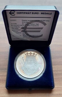 Velká stříbrná medaile Jiří z Poděbrad 50 Euro 1999, PROOF.