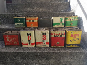 Plechovky od oleje - Benzina - Golem - Trysk - Madit